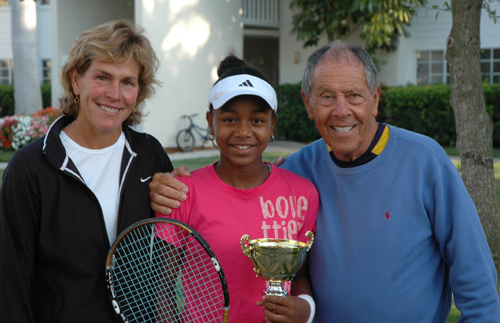 Victoria Duval with Betsy McCormack and Nick Bollettieri
